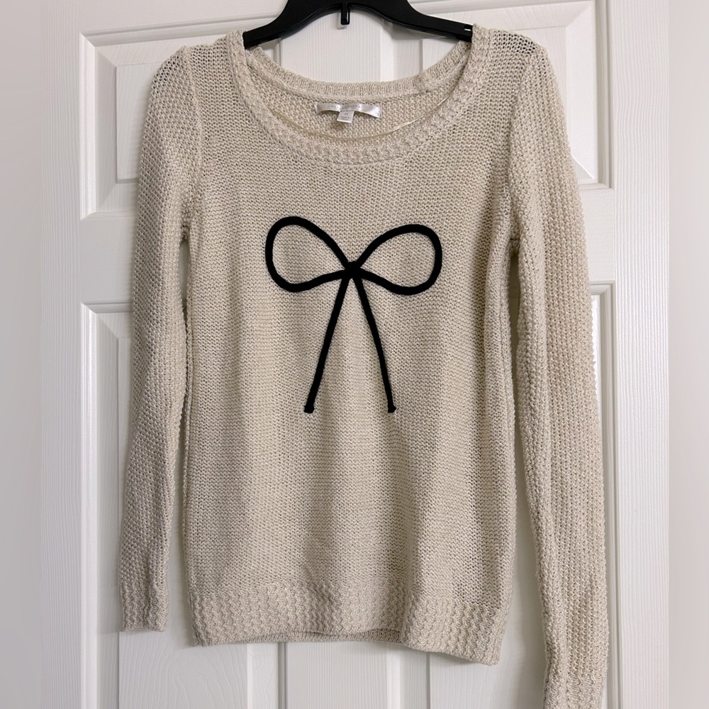 Lauren Conrad women’s sparkle bow sweater size XS